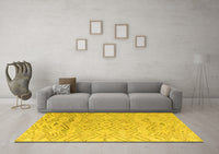 Machine Washable Solid Yellow Modern Rug, wshabs4746yw