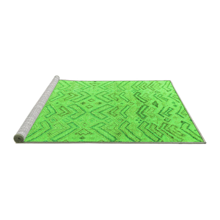 Sideview of Machine Washable Solid Green Modern Area Rugs, wshabs4746grn