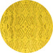 Round Solid Yellow Modern Rug, abs4746yw