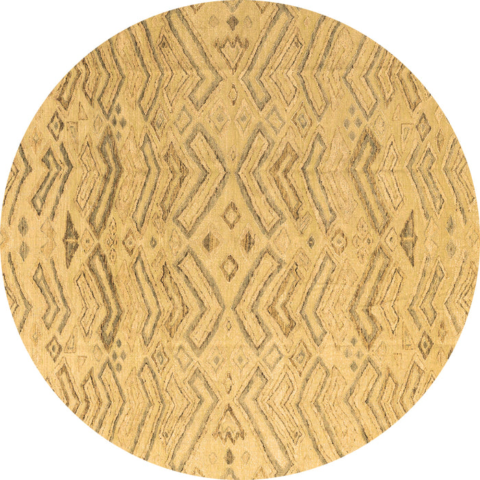 Round Machine Washable Solid Brown Modern Rug, wshabs4746brn