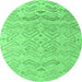 Round Solid Emerald Green Modern Rug, abs4746emgrn