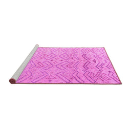 Sideview of Machine Washable Solid Pink Modern Rug, wshabs4746pnk