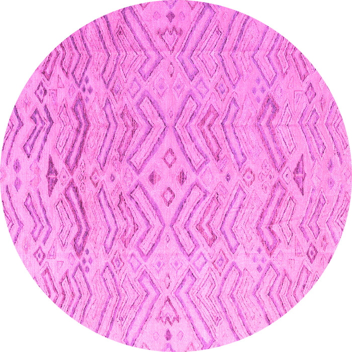 Round Machine Washable Solid Pink Modern Rug, wshabs4746pnk