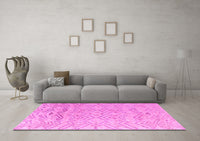 Machine Washable Solid Pink Modern Rug, wshabs4746pnk