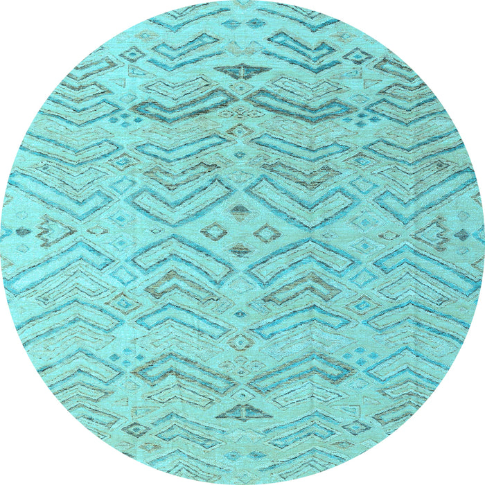 Round Machine Washable Solid Light Blue Modern Rug, wshabs4746lblu