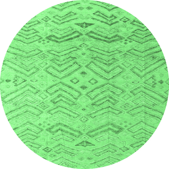 Round Machine Washable Solid Emerald Green Modern Area Rugs, wshabs4746emgrn