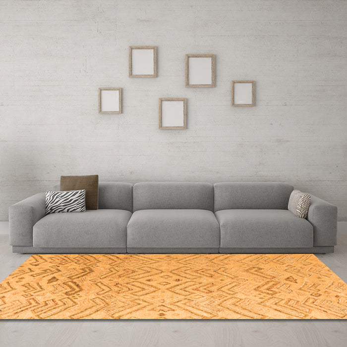 Machine Washable Solid Orange Modern Area Rugs in a Living Room, wshabs4746org