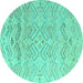 Round Solid Turquoise Modern Rug, abs4746turq