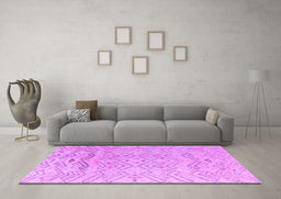 Machine Washable Solid Purple Modern Area Rugs in a Living Room, wshabs4746pur