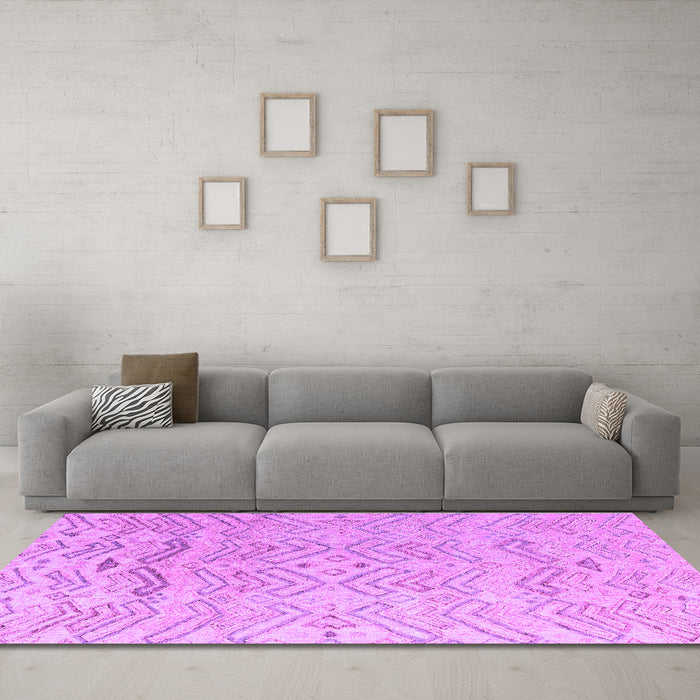 Machine Washable Solid Purple Modern Area Rugs in a Living Room, wshabs4746pur
