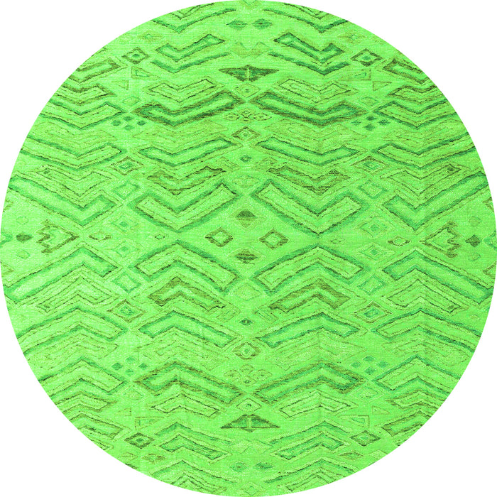 Round Machine Washable Solid Green Modern Area Rugs, wshabs4746grn