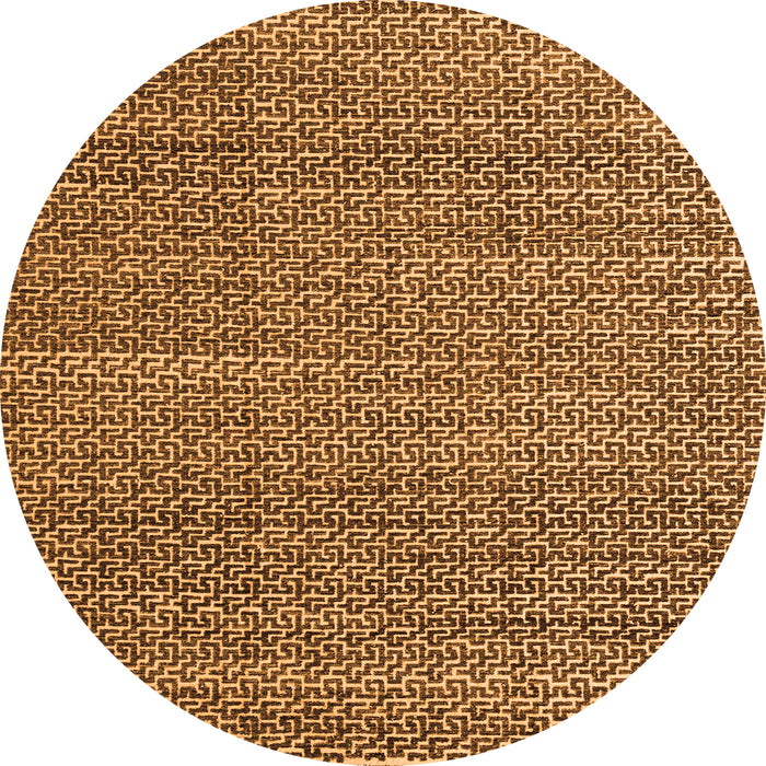 Round Machine Washable Abstract Orange Modern Area Rugs, wshabs4747org