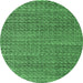 Round Machine Washable Abstract Emerald Green Modern Area Rugs, wshabs4747emgrn