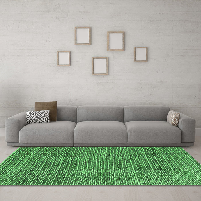 Machine Washable Abstract Emerald Green Modern Area Rugs in a Living Room,, wshabs4747emgrn