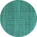 Round Abstract Turquoise Modern Rug, abs4747turq