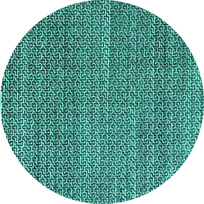 Round Machine Washable Abstract Turquoise Modern Area Rugs, wshabs4747turq