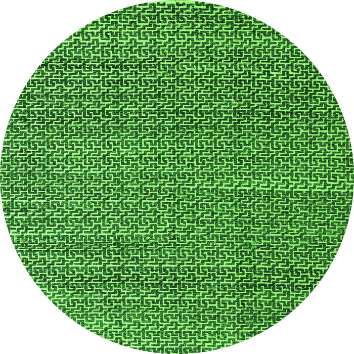 Round Machine Washable Abstract Green Modern Area Rugs, wshabs4747grn