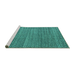 Sideview of Machine Washable Abstract Turquoise Modern Area Rugs, wshabs4747turq