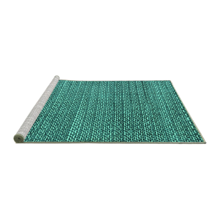 Sideview of Machine Washable Abstract Turquoise Modern Area Rugs, wshabs4747turq