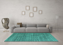 Machine Washable Abstract Turquoise Modern Area Rugs in a Living Room,, wshabs4747turq