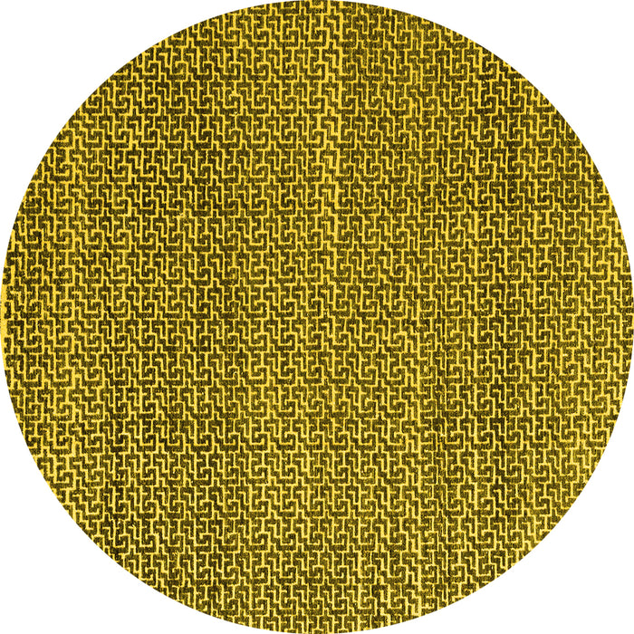 Round Machine Washable Abstract Yellow Modern Rug, wshabs4747yw