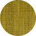 Round Machine Washable Abstract Yellow Modern Rug, wshabs4747yw