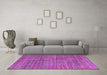 Machine Washable Abstract Pink Modern Rug in a Living Room, wshabs4747pnk