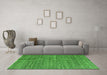 Machine Washable Abstract Green Modern Area Rugs in a Living Room,, wshabs4747grn