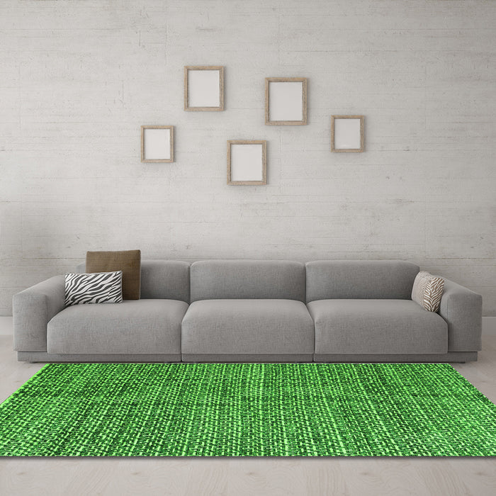 Machine Washable Abstract Green Modern Area Rugs in a Living Room,, wshabs4747grn
