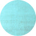 Round Machine Washable Abstract Light Blue Modern Rug, wshabs4748lblu