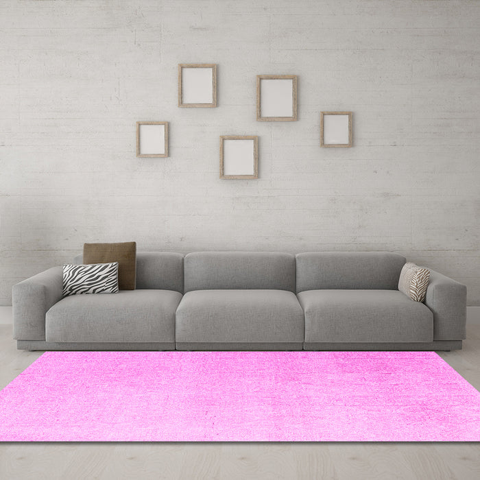 Machine Washable Abstract Pink Modern Rug in a Living Room, wshabs4748pnk