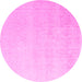 Round Machine Washable Abstract Pink Modern Rug, wshabs4748pnk