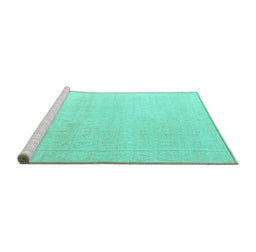 Sideview of Machine Washable Abstract Turquoise Modern Area Rugs, wshabs4748turq