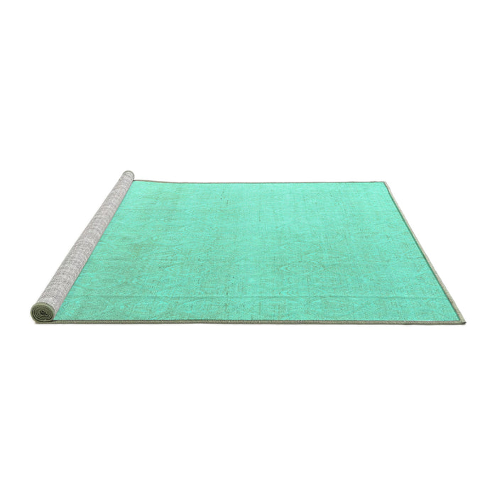 Sideview of Machine Washable Abstract Turquoise Modern Area Rugs, wshabs4748turq