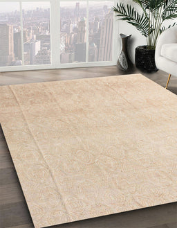 Machine Washable Abstract Brown Sugar Brown Rug in a Family Room, wshabs4748