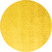 Round Abstract Yellow Modern Rug, abs4748yw