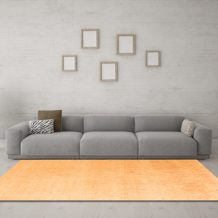 Machine Washable Abstract Orange Modern Area Rugs in a Living Room, wshabs4748org