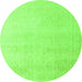 Round Machine Washable Abstract Green Modern Area Rugs, wshabs4748grn