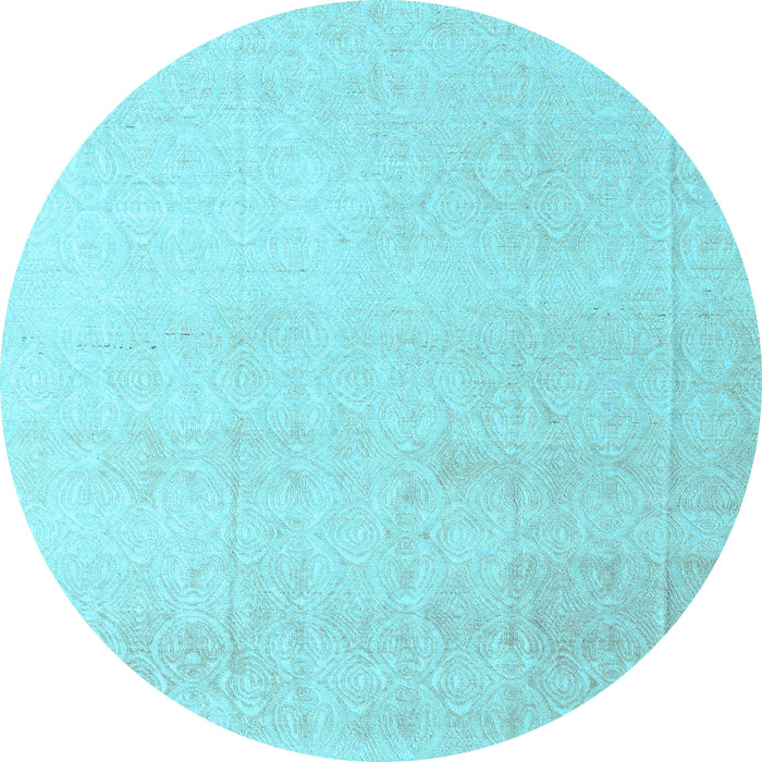 Round Abstract Light Blue Modern Rug, abs4748lblu