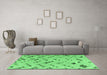 Machine Washable Abstract Emerald Green Modern Area Rugs in a Living Room,, wshabs4749emgrn