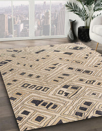 Abstract Dark Almond Brown Modern Rug, abs4749