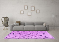 Machine Washable Abstract Purple Modern Rug, wshabs4749pur