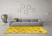 Machine Washable Abstract Yellow Modern Rug in a Living Room, wshabs4749yw