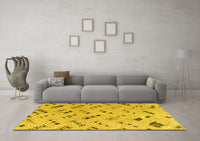 Machine Washable Abstract Yellow Modern Rug, wshabs4749yw