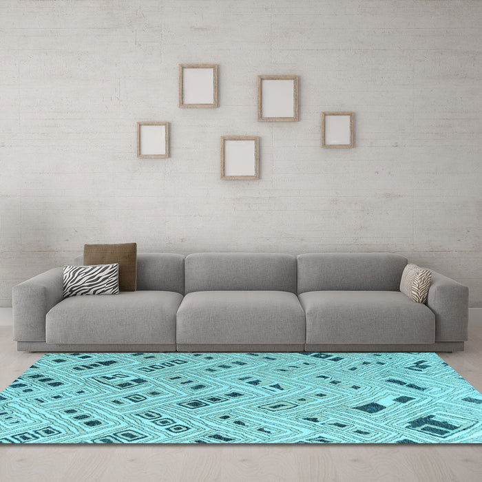 Machine Washable Abstract Light Blue Modern Rug in a Living Room, wshabs4749lblu