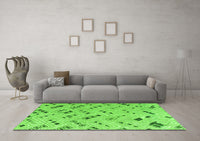 Machine Washable Abstract Green Modern Rug, wshabs4749grn