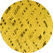 Round Abstract Yellow Modern Rug, abs4749yw