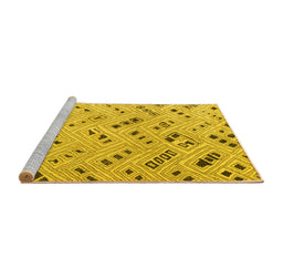 Sideview of Machine Washable Abstract Yellow Modern Rug, wshabs4749yw