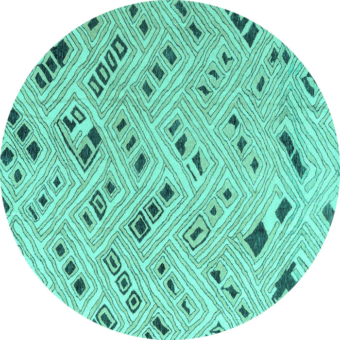 Round Abstract Turquoise Modern Rug, abs4749turq