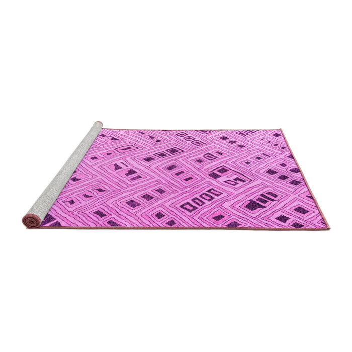 Sideview of Machine Washable Abstract Pink Modern Rug, wshabs4749pnk
